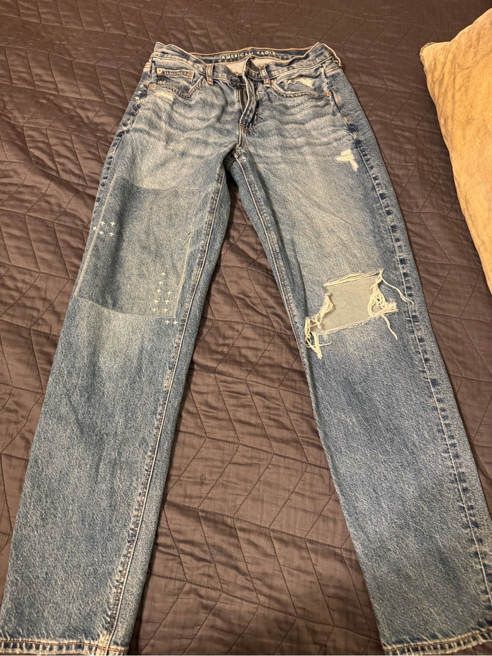 American Eagle Outfitters Light Blue Distressed Straight Jeans